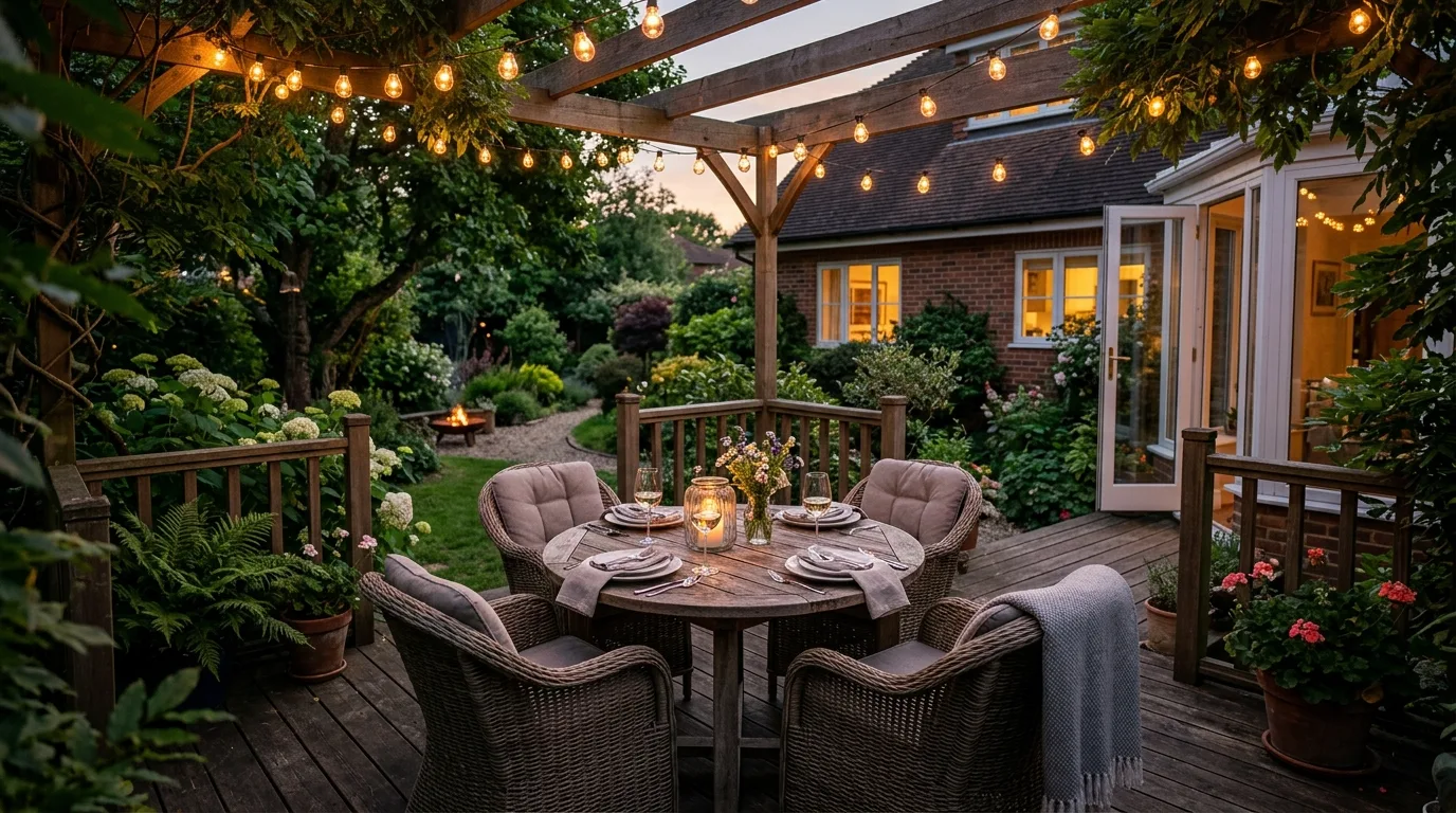 Deck With Steps Connected to the Yard